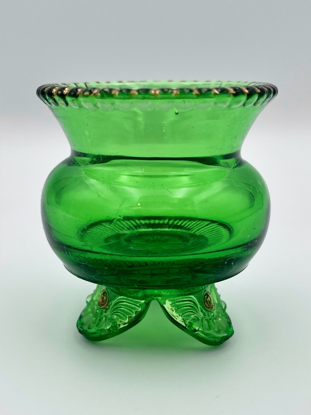 Antique 1898 U.S. Glass Co. Emerald Green "Colorado" Toothpick Holder